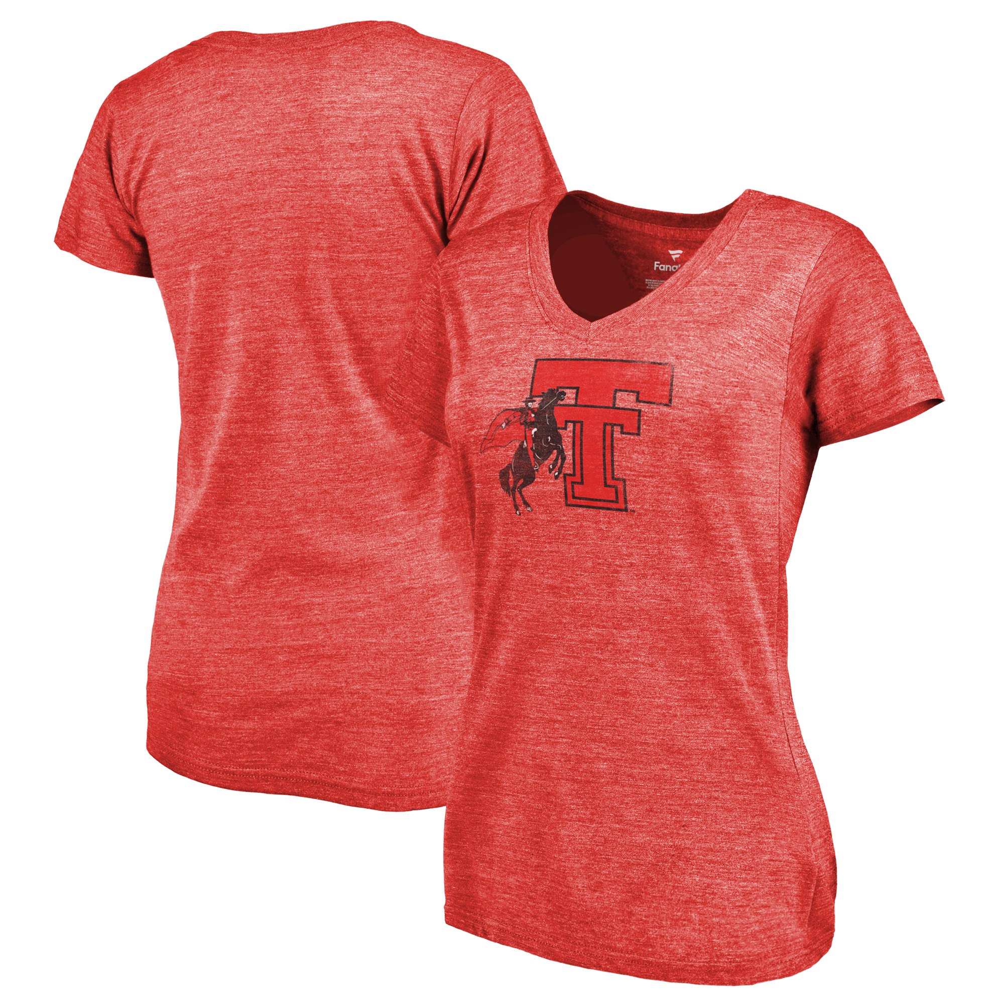 2020 NCAA Fanatics Branded Texas Tech Red Raiders Women Red College Vault Primary Logo TriBlend VNeck TShirt->ncaa t-shirts->Sports Accessory